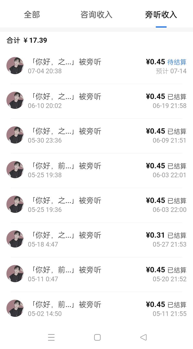 不知不觉旁听咨询收益有17块了，虽然….-网创风向标论坛-网络创业-网创圈