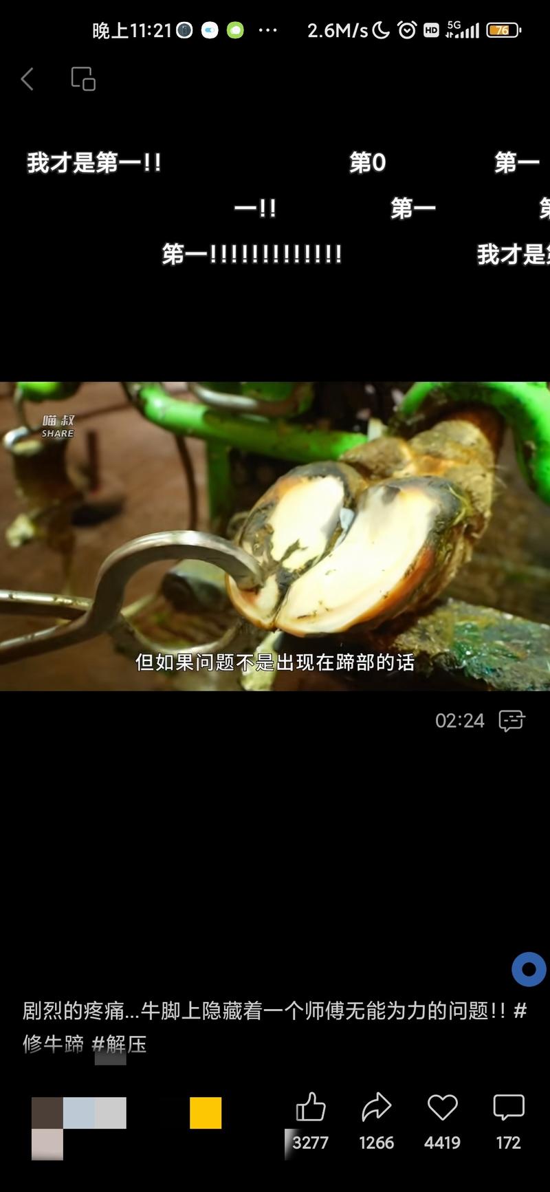 视频上修牛蹄的。解压视频。有相当一大部分人喜欢看解压力的视频。这种搬运国外修牛蹄的视频，然后配上自己的解说。涨粉很快，博主一共发了25个视频，几乎是每个视频都在上千点赞。也就是说这种配上自己解说的，修牛蹄解压视频几乎篇篇都是爆款。-网创风向标论坛-网络创业-网创圈