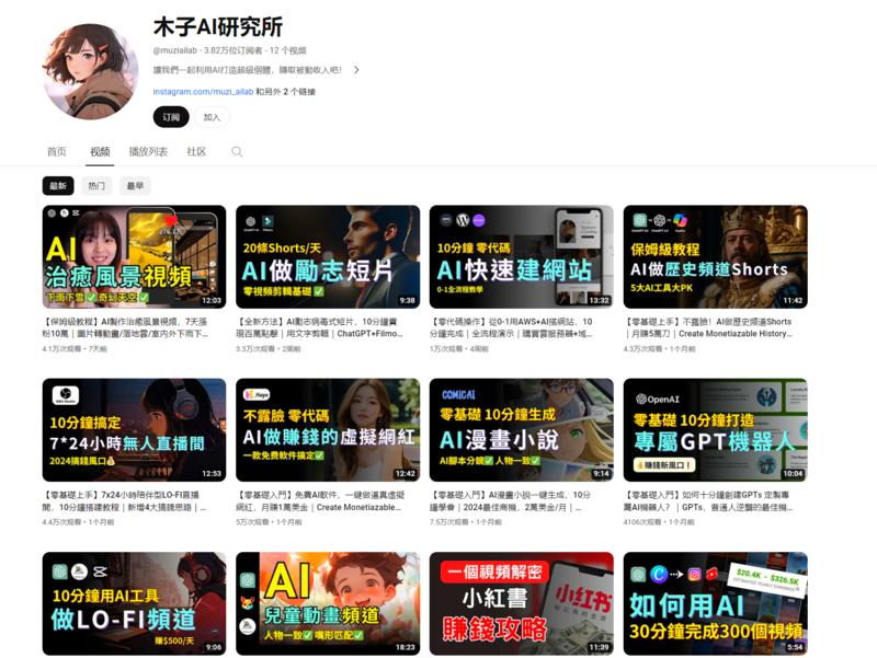 YouTube上只有7个视频的AI账号，3.8W订阅。-网创风向标论坛-网络创业-网创圈