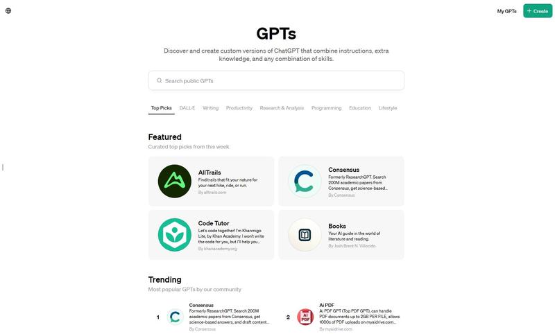 GPT 商店它来了！OpenAI 最近推出了 GPT 商店，这是一个旨在帮助用户发现和利用 ChatGPT 定制版本的平台。这个商店提供了由各种合作伙伴和社区开发的多种不同 GPT，使用户能够根据自己的需求选择最合适的版本。这个平台让用户能够轻松找到各种由社区和合作伙伴开发的ChatGPT定制版本。自 GPT 发布以来，用户已经创建了超过 300 万个 ChatGPT 定制版本。GPT 商店特别面向 ChatGPT Plus、Team 和 Enterprise 用户推出，提供一个集中的平台来发现和使用这些受欢迎的 GPT 工具。在 GPT 商店中，用户可以在社区排行榜上找到各种类别的流行 GPT，如 DALL·E、写作、研究、编程、教育和生活方式等。此外，每周都会有新的焦点 GPT 被介绍，展示出有用且具有影响力的 GPT 工具。例如，AllTrails 提供的个性化步道推荐，Consensus 能从数亿篇学术论文中搜索和整合结果，Code Tutor辅导帮助提高编码技能，Canva 用于设计演示文稿和社交媒体帖子，CK-12 Flexi AI 家教则提供数学和科学学习的机会。对于有兴趣在 GPT 商店分享自己创作的 GPT 的开发者，OpenAI 提供了简单的步骤。首先，构建者需要将他们的 GPT 设置为公开状态，然后确认他们的构建者个人资料，最后确保其 GPT 遵守最新的使用政策和品牌指南。OpenAI 还建立了一个新的审核系统，以确保所有 GPT 都符合公司的政策标准。此外，OpenAI 还宣布了一个 GPT 构建者收益计划，该计划将在第一季度启动。在这个计划中，美国的构建者将能够根据用户对他们 GPT 的参与度获得收益。此外，Team 和 Enterprise 的客户还可以在 GPT 商店中管理自己的 GPT，享受更加强化的管理控制。GPT 商店的推出，不仅为用户提供了一个发现和使用定制化 ChatGPT 工具的平台，也为 GPT 的构建者提供了一个分享和获益的机会。更多信息可以在 chat.openai.com\\/gpts 网站上找到。-网创风向标论坛-网络创业-网创圈
