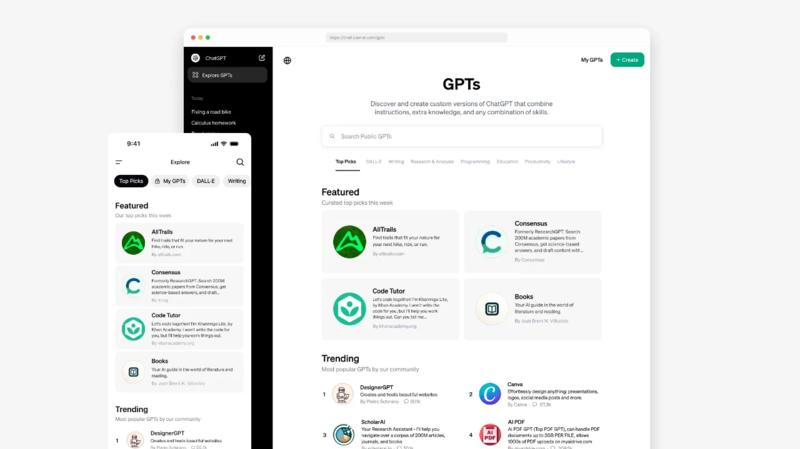 OpenAI终于发布GPTs商店，用户需要有Plus和企业版才能进入。此功能支持个人定制版和开发者分成。用户创建了超过300万个ChatGPT的定制版本。-网创风向标论坛-网络创业-网创圈