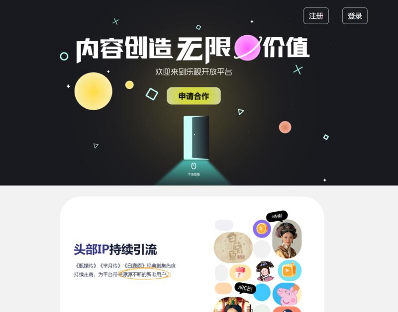 其实上个月就该发了。不知道有没有圈友发过。 快被人遗忘的乐视，没有贾老板，员工们依然在努力，而且还过得很好。乐视视频于12月19日宣布上线开放平台公测，乐视视频内容分账合作入驻平台现已开放。 据介绍，乐视视频于 12 月推出全新分账模式，号称为内容创作者提供更灵活、更有吸引力的合作条件， 版权始终归片方所有，自主入驻和退出、收益 100% 返回片方 。有自主版权资源的圈友可以尝试了。-网创风向标论坛-网络创业-网创圈
